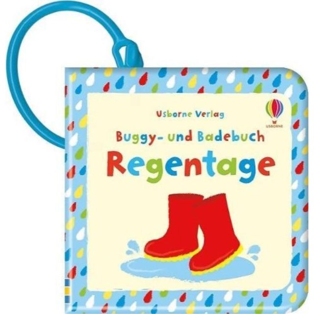 "Buggy-und badebuch: Regentage" Deutsch-"libro para el coche y la tina de baño: días de lluvia". Libro infantil en alemán resistente al agua.