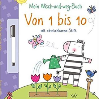 "mein grosses wisch-und-weg-buch: von 1 bis 10"-deutsch-"borra y cuenta del 1 al 10"-alemán. Libro para aprender los números.