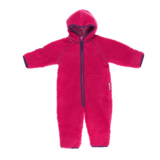 Overall de polar bebé con cierre y gorrito rosado/lila kozikidz