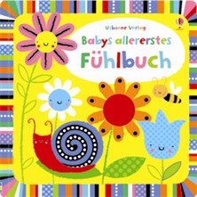 "Babys allererstes fühlbuch" deutsch-"el primer libro sensorial del bebé" alemán. Libro de estimulación para bebés.