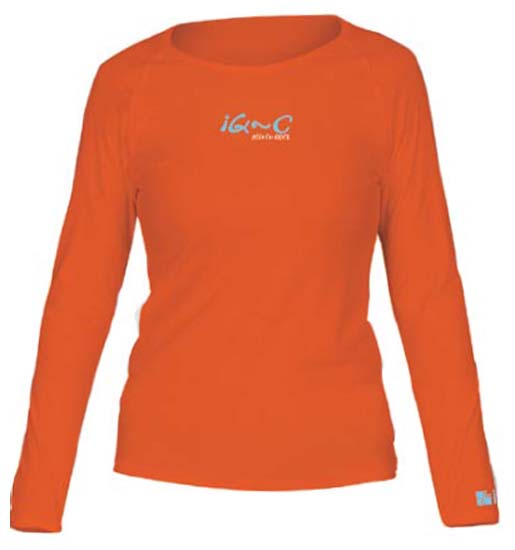 Polera color naranja para mujer manga larga con filtro solar UV upf 300+marca IQ