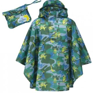 Poncho camuflaje azul para la lluvia con gorro desmontable y costuras selladas kozikidz
