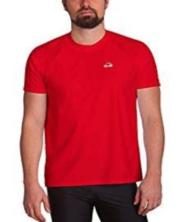 Polera roja manga corta filtro UV UPF 300+ corte recto para hombres marca IQ