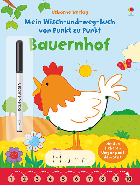 Libro alemán: Mein Wisch-und-weg-Buch von Punkt zu Punkt: Bauernhof